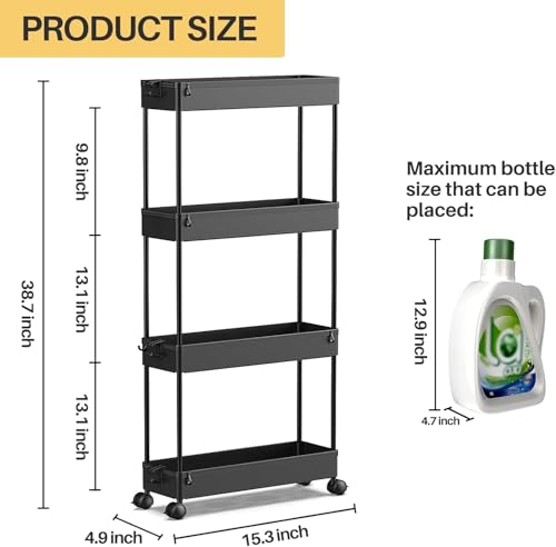 SPACEKEEPER Slim Rolling Storage Cart view 4